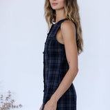 STORIA - PLAID BUTTON-FRONT MINI DRESS