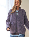 Washed Soft Comfy Quilting Zip Closure Jacket (Various colors), Davi & Dani