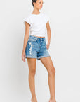 VERVET by FLYING MONKEY - HIGH RISE DOUBLE CUFF SHORTS