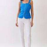 TCEC -Scallop Trim Square Neckline Sleeveless Top