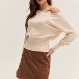 Crescent - Cassie Cinched Waist Boatneck Sweater Top