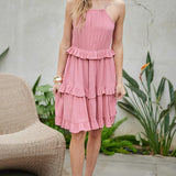 SOLID RUFFLE SLEEVELESS MINI DRESS, Davi & Dani
