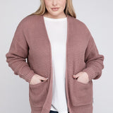 Waffle Open Cardigan Sweater, Various Colors, Zenana (Plus size only)