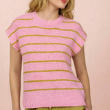 VERY J -Striped Knit Sweater Vest Top