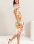 HYFVE Floral Flutter Sleeve Smocked Dress