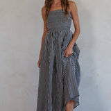 By Together - Striped Tube Strapless Flare Maxi Dress
