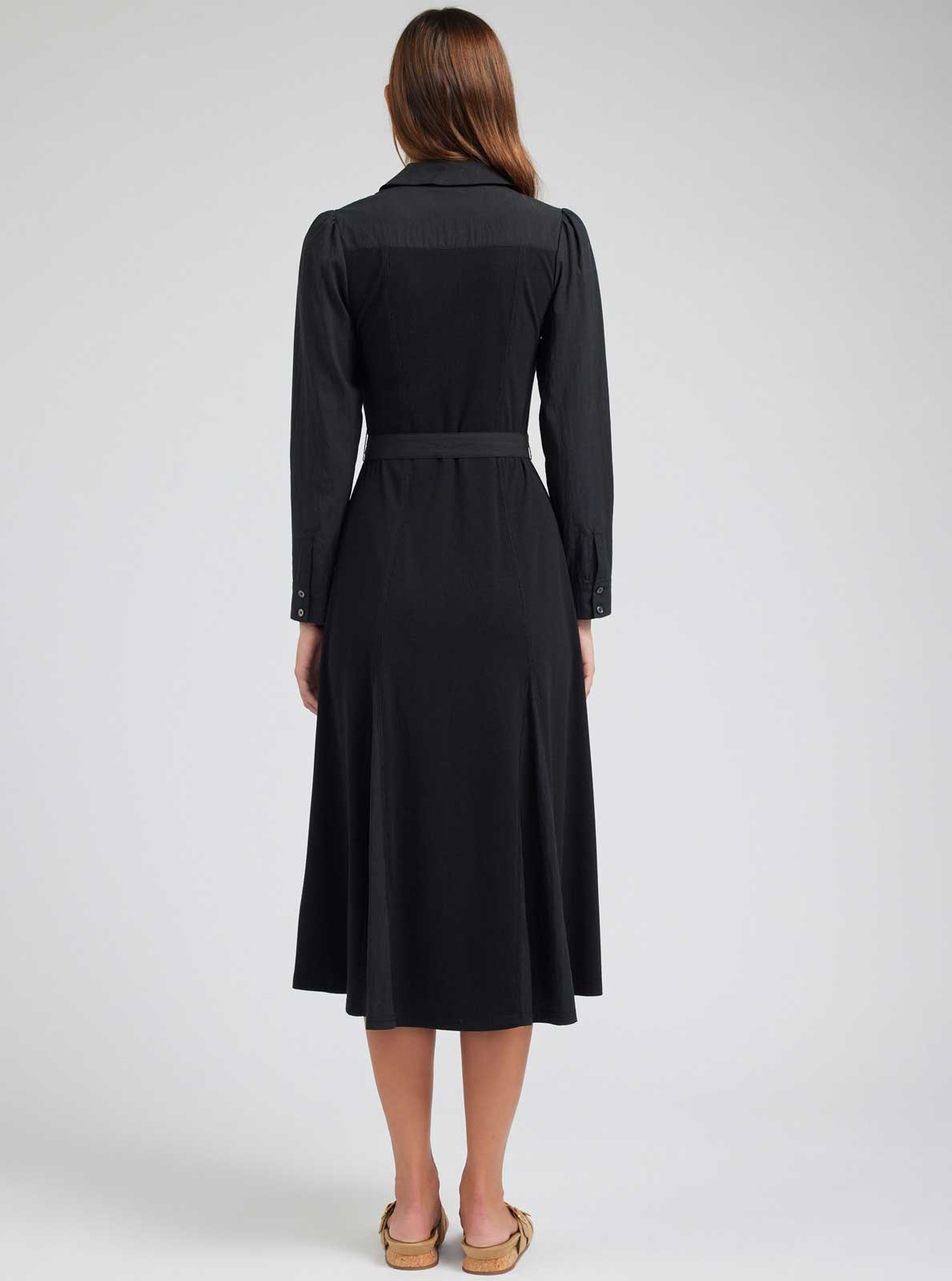 Current Air - Mixed Fabric Collared Midi Dress