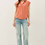 Be Cool - CLASSIC CUT CAPPED SLEEVE BUTTON UP TENCEL SHIRT