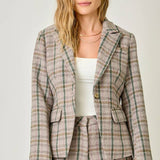 Mystree - Single Breasted Plaid Blazer