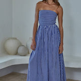 By Together - Striped Tube Strapless Flare Maxi Dress
