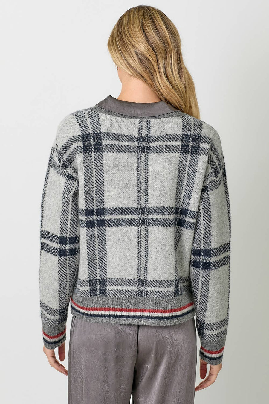 Mystree Plaid Sweater Cardigan