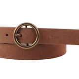Most Wanted USA - Brass-Toned Circle Buckle Leather Belt