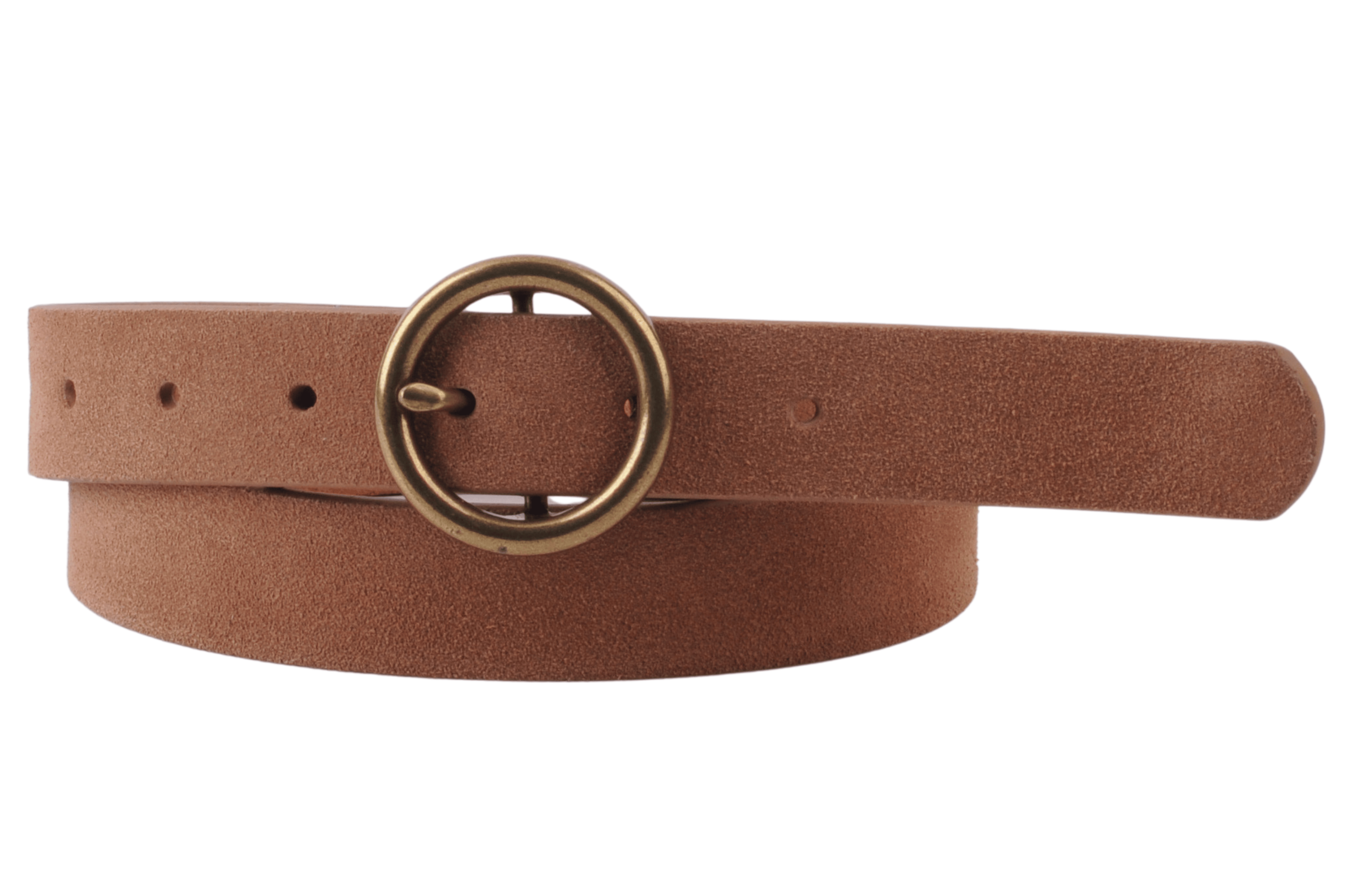 Most Wanted USA - Brass-Toned Circle Buckle Leather Belt