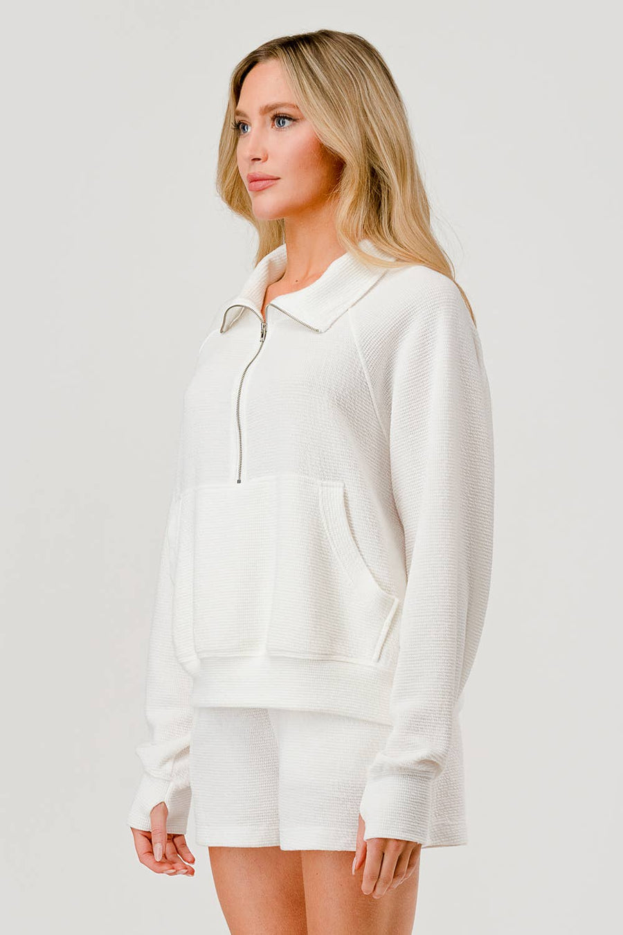 Hashttag - WAFFLE HALF ZIP TOP