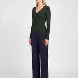 Current Air - Ribbed Knit Scallop-Neck Top