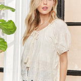 ADORA LA - SHORT SLEEVE TOP WITH SCALLOPED TRIM
