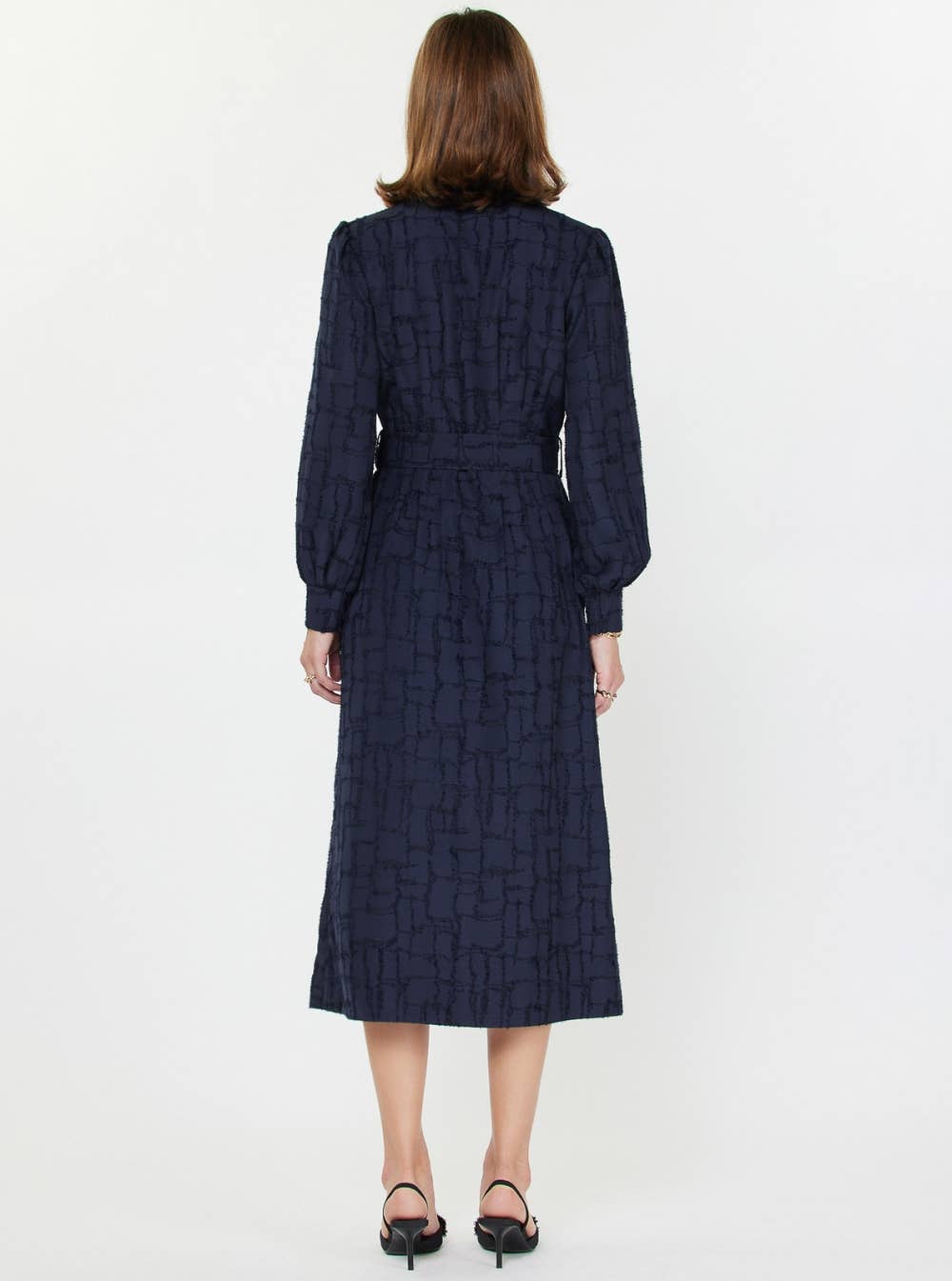 Current Air - Textured Jacquard Shirt Midi Dress