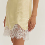 Amber Satin Mini Dress with Lace Trim, Crescent
