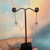 Garnet and blue topaz, earrings, By Zhanna