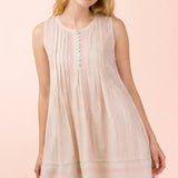 VERY J Striped Pintuck Detail Woven Mini Dress