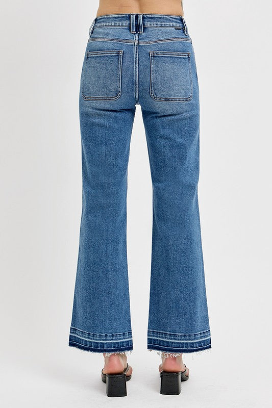 RISEN Raw Hem Ankle Bootcut Jeans (Plus Size only)