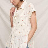 En Crème - Floral Embroidery Button Down Shirt