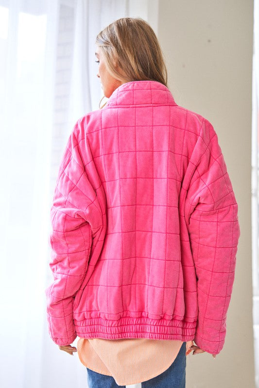 Washed Soft Comfy Quilting Zip Closure Jacket (Various colors), Davi & Dani