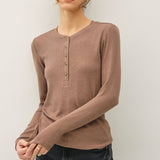 Be Cool - Modal Classic Ribbed Longsleeve Henley Basic Top