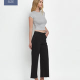 VERVET by FLYING MONKEY - PLUS SIZE HIGH RISE CROP WIDE LEG JEANS