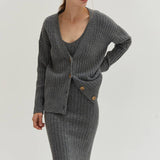 Crescent Mave Brushed Ribbed Sweater Dress Two-piece Set