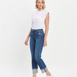 Vervet by Flying Monkey - High Rise Cuff Slim Straight Jeans