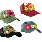 Lumily - Tulum Hand Embroidered Trucker Flower Hat - Mexico