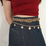 Most Wanted USA - Leopard Print Calf Hair Genuine Leather Belt