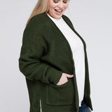 Waffle Open Cardigan Sweater, Various Colors, Zenana (Plus size only)