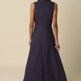 Olivaceous - Aimme Button-Front Linen Maxi Dress