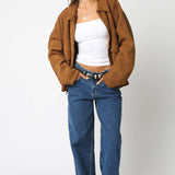 Olivaceous - Mia Faux Suede Jacket