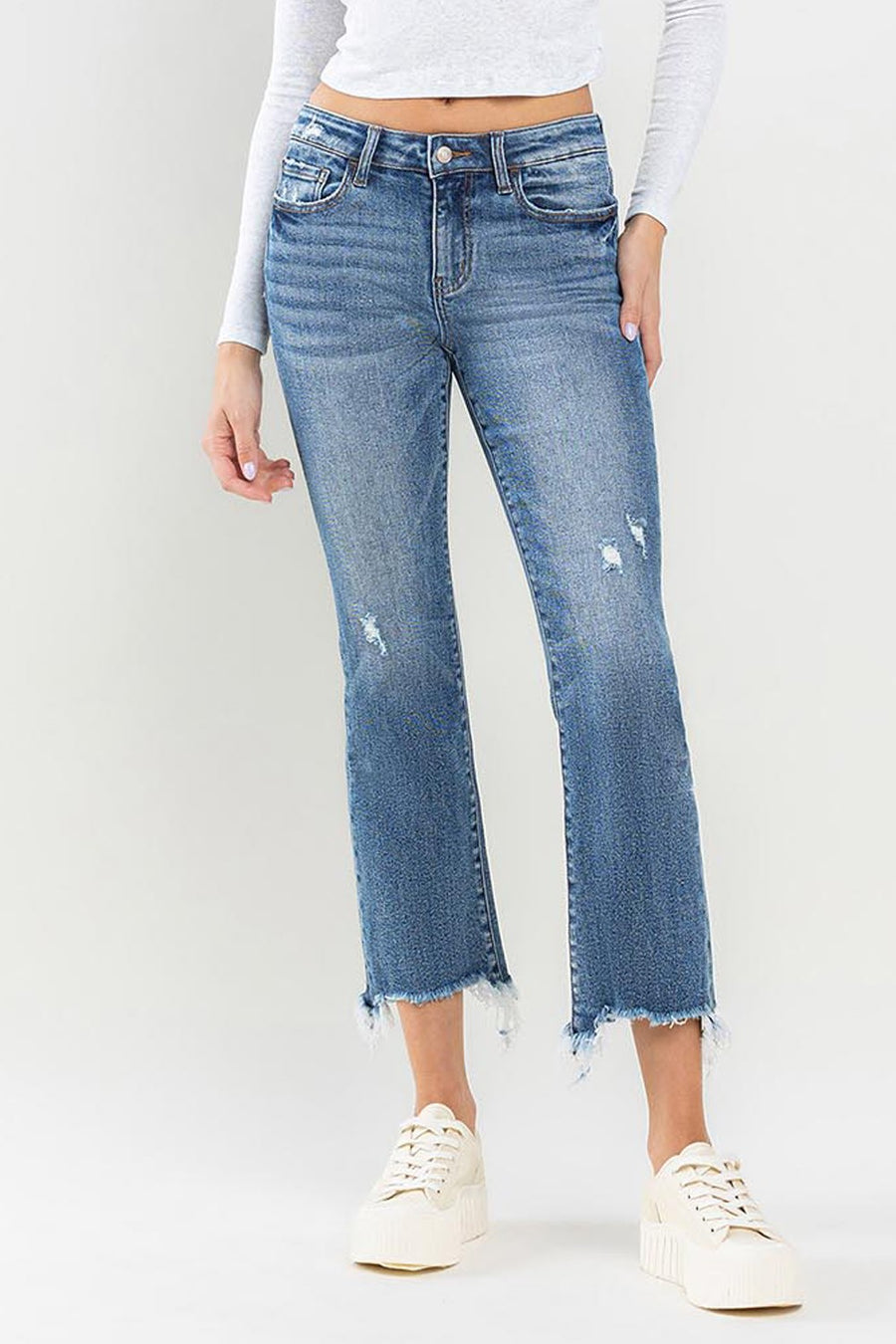 Lovervet Mid Rise Frayed Hem Jeans (online only)