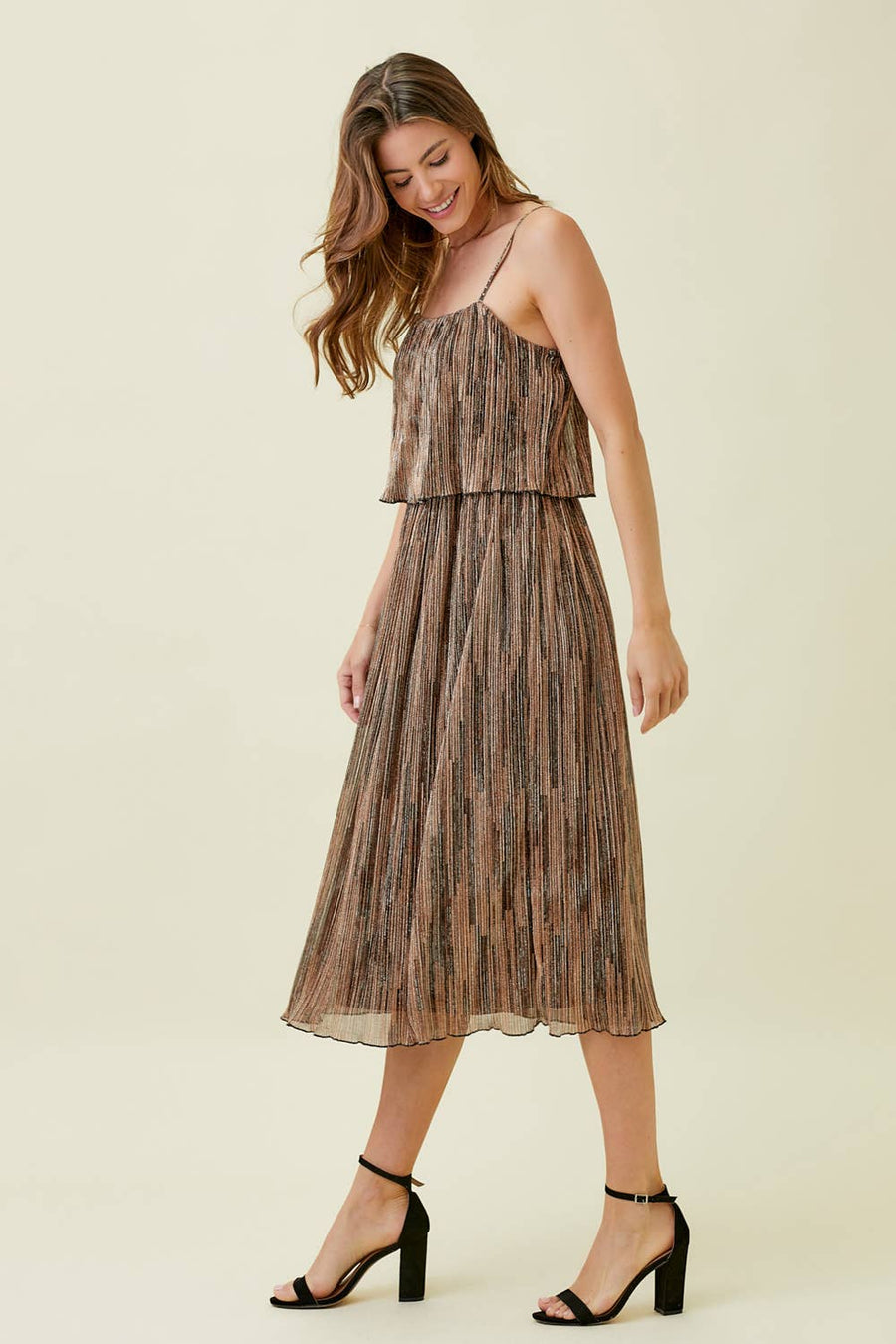 Mystree - Pleated Glitter Cami Dress