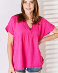 Zenana Raw Hem Short Sleeve Top, Plus Size (online only)