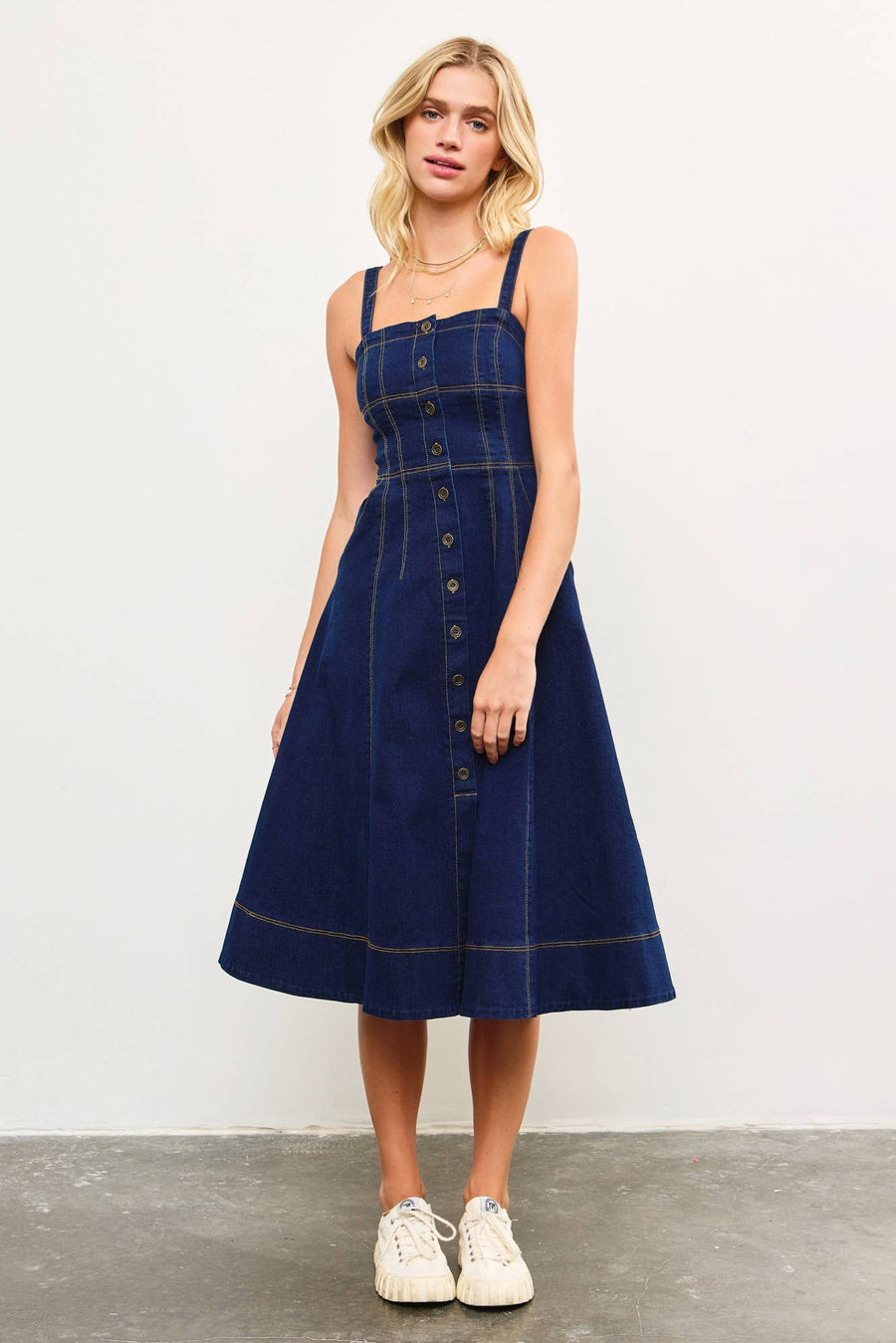 Mustard Seed - BUTTON DOWN FRONT CORSET DETAIL DENIM DRESS