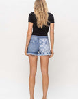 HIGH RISE 2TONE STRETCH SHORTS, Vervet