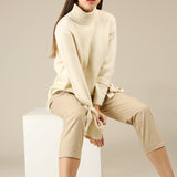 Cream Funnel Neck Sweater, Hashttag