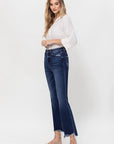 High Rise Distressed Hem Kick Flare Jeans, Vervet by Flying Monkey