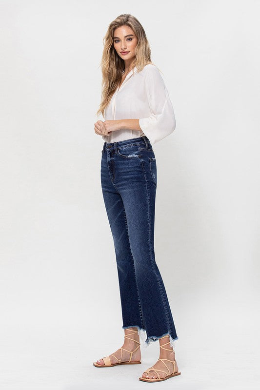 High Rise Distressed Hem Kick Flare Jeans, Vervet by Flying Monkey