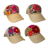 Lumily - Tulum Hand Embroidered Trucker Flower Hat - Mexico