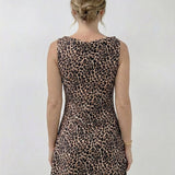 Animal Print Cowl Neck Fit&Flare Dress, FATE