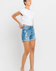 VERVET by FLYING MONKEY - HIGH RISE DOUBLE CUFF SHORTS