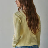 By Together Knit Cable Sweater Cotton Button Down Cardigan Top