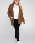 Ribbed Knit Open Front Cardigan (Various Colors), eesome (Plus Only)