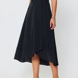 Current Air - Gingham Asymmetric Belted Midi Skirt